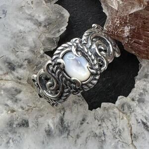 Carolyn Pollack Sterling Oval Moonstone Decorated Ring For Women w/Size Variety